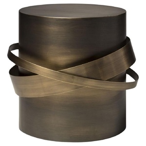 Table d'appoint en métal de qualité antique, design avec plateau supérieur rond, taille personnalisée, en aluminium et laiton - Product Image 2