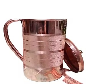 Premium Copper Water Serving Jug Pure Metal Pitcher for Kitchen Dining <b>Table</b> Ayurvedic Drinking Storage and Gift Ready Use - Product Image 2