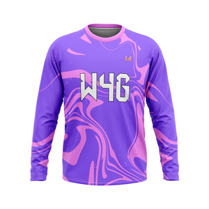 Chemise à manches longues col rond W4G, imprimé abstrait violet rose, séchage rapide, unisexe, adulte, manches longues, haut de loisirs sublimé - Product Image 2