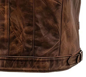 Gilet sans manches en cuir d'agneau véritable noir pour homme, coupe ajustée, respirant sur les côtés, style sportif classique, gilet de motard en cuir véritable - Product Image 6