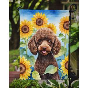 ธงดอกทานตะวันรูปพุดเดิ้ลสีช็อคโกแลตหลากสีสำหรับประดับสวนธงกล่องจดหมายสำหรับชานบ้านและแบนเนอร์สนามหญ้าสำหรับตกแต่งเตียงดอกไม้ - Product Image 3