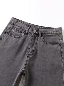 กางเกงยีนส์ทรงตรงสไตล์วินเทจปรับแต่งได้ของ FIT FORNESS INTERNATIONAL สำหรับผู้ชาย ระบายอากาศได้ดี เอวกลาง น้ำหนักเบา ผ้ายีนส์ฟอกสี - Product Image 3