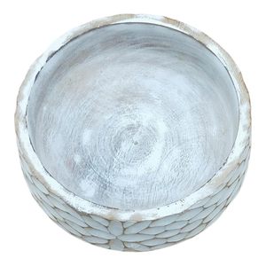 Rustic Mango Wood <b>Round</b> <b>White</b> Decorative Bowl for Home Decor <b>Table</b> Centerpiece Wedding Party Decoration Dry Fruit Serving - Product Image 3