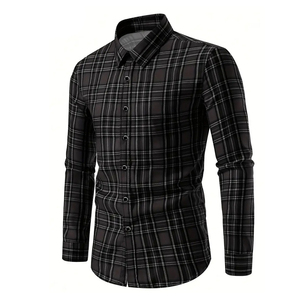 Camisa de Franela Clásica para Hombre en Color Negro con Contraste, Hecha a Medida con el Mejor Material y Tela Suave - Product Image 3