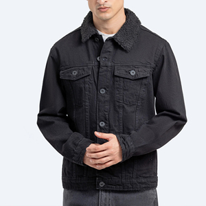Quality Formal Embroidered Windproof Oversized Drop Shoulder Genuine Leather Stand Collar <b>Filled</b> Denim <b>Jacket</b> <b>Men</b> Distressed - Product Image 1
