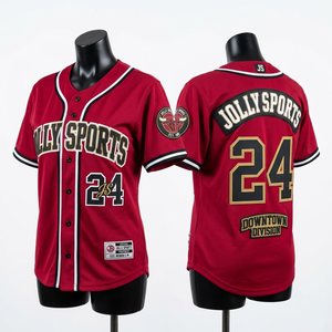 Women Baseball Jersey 180 GSM premium polyester breathable <b>maroon</b> panel design embroidered chenille Women Cotton Baseball Jersey - Product Image 2