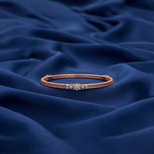 Rose Gold Lab Grown Diamond Floral Cluster Filigree Bangle - Product Image 3