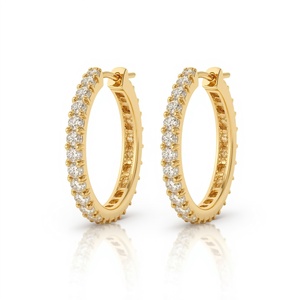 Premium 10K Solid Gold Eternity Hoop <b>Earrings</b> with Lab Grown Diamonds Luxury <b>Fine</b> Jewelry for Women OEM Manufacturing - Product Image 2