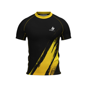 Custom Printed Leisure Tops Breathable Anti Bacterial Regular Fit O Neck Quick Dry <b>Short</b> Sleeve Outdoor wear <b>Compression</b> Jerseys - Product Image 2