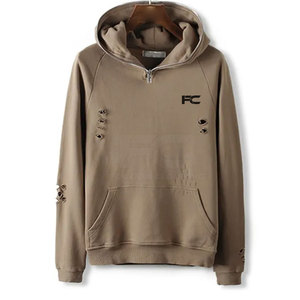 เสื้อฮู้ดดี้ผู้ชายสไตล์ดิสเทรส ยอดขายดีที่สุด บริการ OEM ผ้าฝ้าย 100% ทรงโอเวอร์ไซส์ มีกระเป๋าข้าง ราคาขายส่ง - Product Image 1