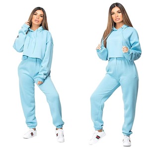 Chándal Azul Claro con Capucha para Mujer, Manga Larga, Color Sólido, Corte Holgado Informal, Bolsillos Laterales, Cintura con Cordón, Ropa de Invierno Personalizada - Product Image 6