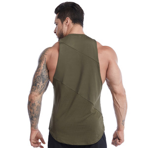 Débardeur Homme Vert Olive Sans Manches en Tricot Col Rond Séchage Rapide Couleur Unie pour Tenue Décontractée et Fitness 100% Polyester - Product Image 2