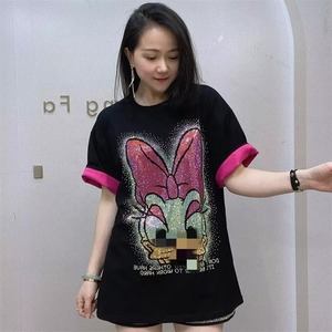 เสื้อยืดครอปคอกลมสีขาวสำหรับผู้หญิง แขนสั้น ผ้าฝ้ายเจอร์ซีย์ 100% ลายดอกไม้รูปหัวใจ สวมใส่สบาย ทรงปกติ สำหรับฤดูใบไม้ผลิ/ฤดูร้อน/ฤดูใบไม้ร่วง - Product Image 3