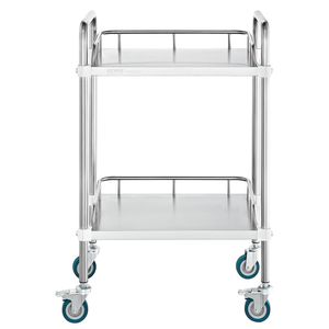Carrito de Servicio de Laboratorio de Acero Inoxidable de 2 Niveles con Ruedas Giratorias, Carrito Rodante para Clínica Dental y Mobiliario de Laboratorio - Product Image 1