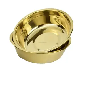 New design Hosteling dog feeder bowls Stainless steel pet dish gold dog food trays Excellent Quality