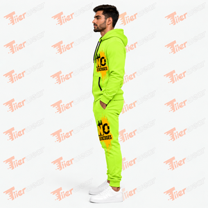 ชุดเสื้อฮู้ดดี้และกางเกงขายาวผู้ชาย สีเขียวนีออน พิมพ์ลาย No Excuses สวมใส่สบายๆ สำหรับฤดูใบไม้ร่วง ผ้าเฟรนช์เทอร์รี่ ระบายอากาศได้ดี - Product Image 3