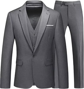 Custom Quality Slim-Fit Single Breasted <b>Blazer</b> <b>Set</b> 2 Pieces 100% Polyester Single Buckle Fashion Wedding Groom Men's Formal Suit - Product Image 5