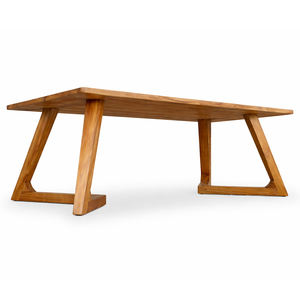 Table à manger en bois de teck durable de qualité supérieure, style scandinave moderne, forme trapézoïdale, décoration intérieure, finition naturelle, restaurant, café - Product Image 3