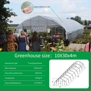 <span class=keywords><strong>Serre</strong></span> tunnel commerciale isolée et coupe-vent de 10x30m en film PE double couche, ensemble complet avec charpente, pour le marché nordique - Product Image 2