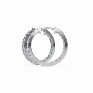 New Design Classic Round Cut <b>Diamond</b> Hoops <b>Earrings</b> in 18K White Gold <b>Diamond</b> <b>Earrings</b> for Women's from India - Product Image 4