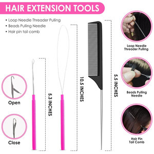 Beauty & Crafts Hair Extension Tools Kit with Stainless Steel Pliers <b>Set</b> for Micro Beads <b>Crochet</b> Needle Pulling <b>Hook</b> Tail - Product Image 5