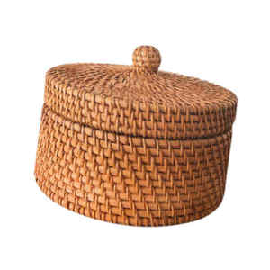 Meilleure Vente Panier Rond en Rotin Tressé à la Main 100% Écologique, Design Polyvalent pour Rangement Domestique, Décoration et Organisateur d'Objets Divers - Product Image 1