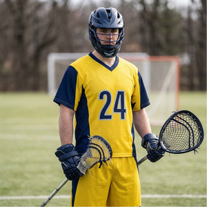Maillot de lacrosse personnalisé pas cher pour homme, sublimation, col en V, manches courtes, maille perforée, grandes tailles, toutes saisons, 100% 350g - Product Image 2