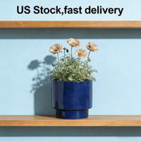 Livraison Gratuite Stock US Livraison en 3 Jours Pot en Céramique Moderne Bleu Glacé Respirant 3 Pièces pour Plantes Grasses et Fleurs Style Américain Jardin et Maison