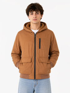 Mens Premium Brown Hooded <b>Jacket</b> Winter Warm Zipper Hoodie Casual Outerwear Soft Inner <b>Fleece</b> <b>Lining</b> Comfortable Stylish Design - Product Image 1