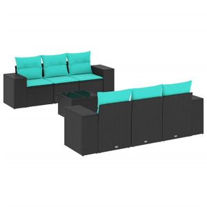 Divano da 7 pezzi in Poly Rattan nero con cuscini eleganti mobili da esterno - Product Image 2