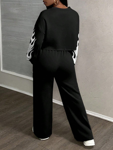 Ensemble de survêtement court respirant pour femme, grande taille, couleur unie, streetwear, 100 % polyester, matière écologique - Product Image 2