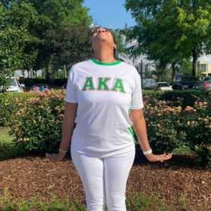 AKA <b>White</b> Premium <b>Shirt</b> Women Greek Letter Printed High Quality Fabric Comfortable Fit Casual Crewneck Top - Product Image 3