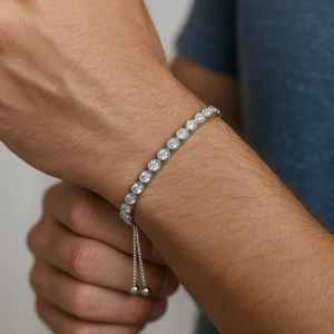 Bracelet tennis en moissanite taille ronde pour femme, serti clos, en argent sterling 925, bijoux fins, cadeau de mariage ou de fête pour partenaire - Product Image 3