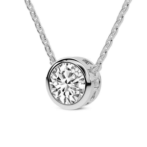Collier en or fin 10k/14k avec diamant solitaire de laboratoire taille ronde Agustina serti clos, à prix raisonnable - Product Image 4