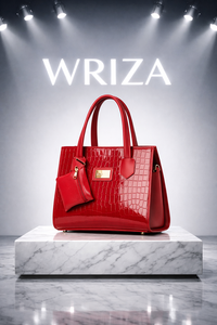 WRIZA Sac fourre-tout décontracté en cuir véritable pour femme |   Sac à main vert émeraude texturé croco résistant à l'eau |   Structure multi-compartiments - Product Image 4