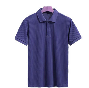 เสื้อโปโลผู้ชายแขนสั้นผ้าถักสีพื้นลำลองติดกระดุมด้านหน้าทรงปกติ - Product Image 5