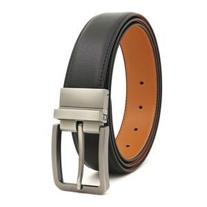 Ceinture pour homme avec boucle à ardillon, double face, en cuir véritable, de bonne qualité et confortable. - Product Image 3