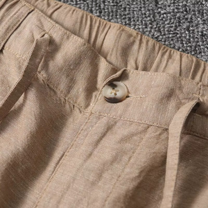 Custom Trendy Mens Wide Leg Linen <b>Pants</b> Casual Loose Fit Drawstring Waist <b>Summer</b> Trousers - Product Image 5