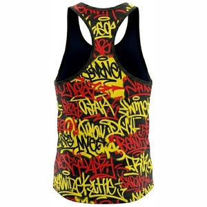 Camiseta sin mangas con estampado de grafiti personalizado MRI, cuello redondo, estilo urbano, transpirable, poliéster, estampado por sublimación, patrón de letras, chaleco. - Product Image 4