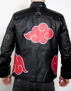 Men Anime Style Red Cloud Genuine Leather <b>Jacket</b> Streetwear <b>Biker</b> <b>Jacket</b> Akatsuki <b>Jacket</b> - Product Image 2