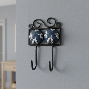 Patère murale vintage en céramique avec motif floral, écologique, installation autocollante pour rangement de vêtements - Product Image 5