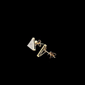 Triangle Geometric 925 Silver Vermeil Pave Diamond Stud <b>Earrings</b> 0.35ct Round Brilliant Cluster IGI Certified Unisex Gift - Product Image 3