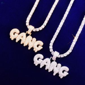 จี้เพชรชื่อสั่งทำแบบ Iced Out เพชรไร้สีเพาะเลี้ยงในห้องปฏิบัติการ จี้รูปทรงแก๊งค์ ชุบทอง สร้อยคอฮิปฮอปแบบหรูหรา - Product Image 6