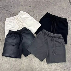 Shorts tricotés pour hommes, personnalisés, style vintage, délavés à l'acide, à taille élastique, effet délavé soleil, avec bords bruts, style décontracté, vente en gros, fourniture OEM - Product Image 3