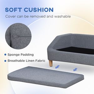 Divano XL per Cani di Taglia Media e Grande, Rivestimento Lavabile, Cuscino Rimovibile, Piedini Antiscivolo, Capacità 25 kg, Grigio - Product Image 6
