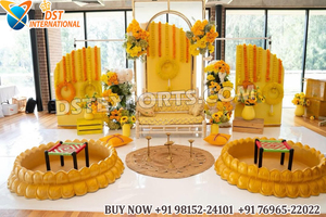 Ensemble d'Urli en fibre de lotus doré pour les cérémonies de mariage Haldi et Mehndi, pot de lotus traditionnel pour mariage sud-indien à prix abordable - Product Image 4