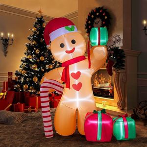 Omino di Pan di Zenzero Gonfiabile LED da 2,4 m con Bastoncino di Zucchero e Tre Scatole Regalo, Decorazione per Interni ed Esterni, Addobbi Natalizi da Giardino - Product Image 6
