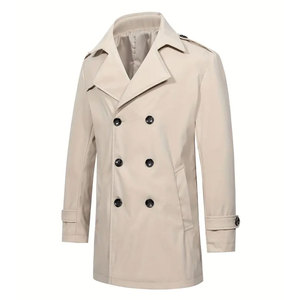 <b>Men's</b> Modern Fit <b>Long</b> Trench <b>Coat</b> Premium Fabric Windproof Belted Overcoat Comfortable Autumn Winter Outdoor Business Wear - Product Image 3