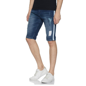 Shorts en jean pour homme bleu moyen, coupe classique, cinq poches, en sergé résistant, coupe droite, shorts en jean durables pour homme - Product Image 4