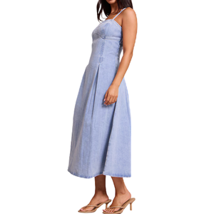 Vestidos Midi Casuales de Mezclilla para Mujer, para Todas las Temporadas, 100% Algodón Lavado, Tela Cómoda y Transpirable, Manga Larga, Color Degradado - Product Image 4